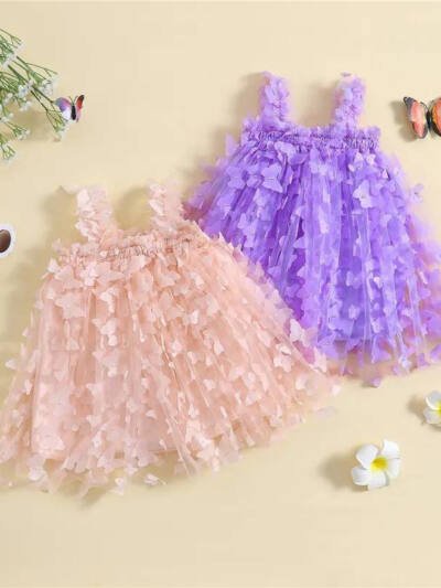 Children's Embroidered Butterfly Strap Skirt