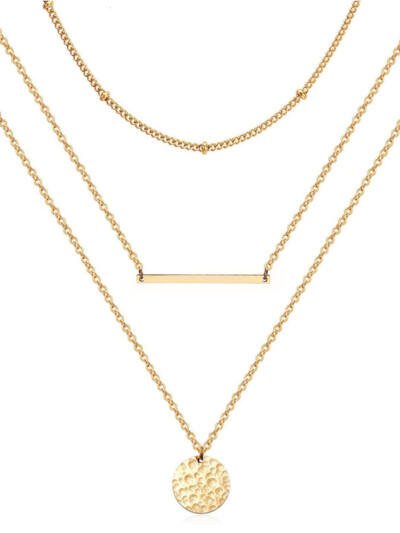 Gold Layered Choker Necklace 14K Gold Plated Bar Coin Charm Pendant Neckalce Delicate Multilayer Choker Necklaces For Women