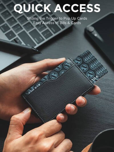 Credit Card Case With Double Id Window Rfid Blocking Automatic Leather Up Wallet