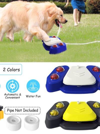 Blue-Yellow Color Options -- 1Pc Dog Water Fountain Multifunctional Automatic Pet Water Dispenser Outdoor Step-on Activated Sprinkler For Drinking Shower Fun