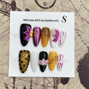 Three-dimensional Carved White High-grade Mid-length Manicure Wear Nail