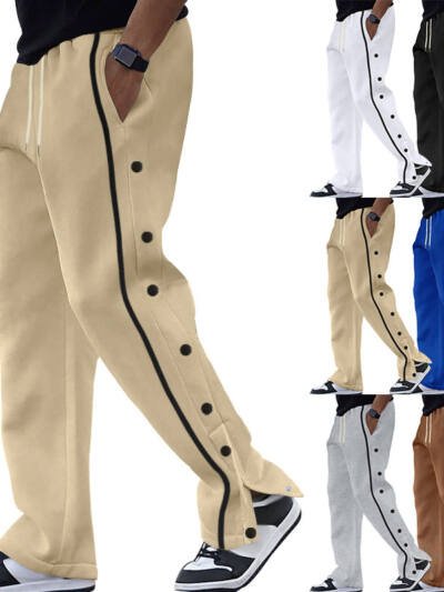 Casual Sports Breasted Pants Men's Loose Straight Trousers