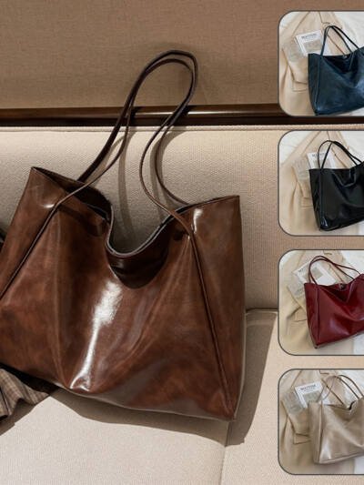 Fashion Handbag New Autumn And Winter Japanese And Korean Large Capacity Soft Leather Shoulder Bag Retro Casual Handbag