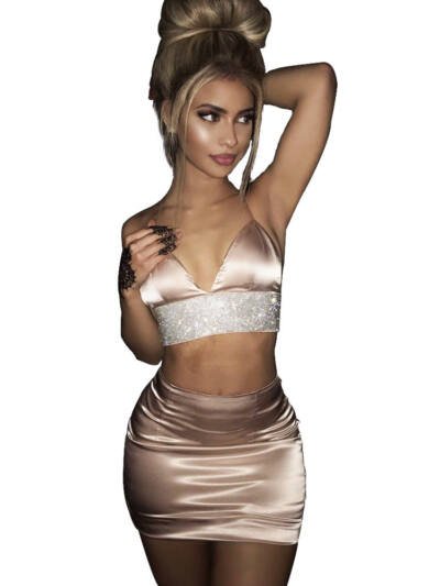 3 Color Sexy Spaghetti Straps, Two Sets  Skirts, Evening Dresses