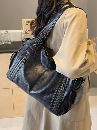 Handbag European And American Retro Solid Color Simple Texture