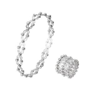 2in1 Stretching Can Foldable Ring, Adjustable Transforming Bracelet Ring Magic For Women And Men,Rose Gold Telescopic Ring,Silver Telescopic Ring