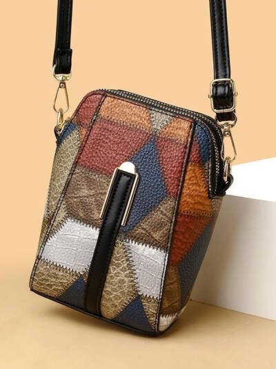 Fashion Soft Leather Stitching Shoulder Bag