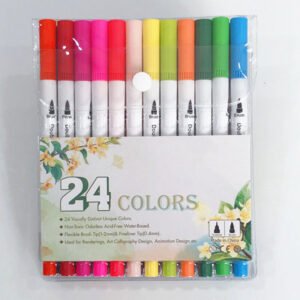 24pcs Colour Dual Tip Brush Pens Fineliners-Watercolour Art Markers Drawing XMAS
