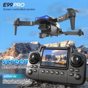The E99 PRO Drone Is Equipped With A 4.91-inch Screen Controller, An SD Card, 2 Batteries, A Brushless Motor, Optical Flow Positioning, And Active Obstacle Avoidance Function. (Gray - 2 Batteries)
