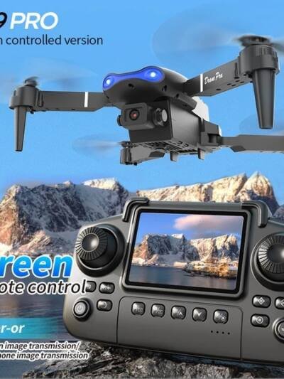 The E99 PRO Drone Is Equipped With A 4.91-inch Screen Controller, An SD Card, 2 Batteries, A Brushless Motor, Optical Flow Positioning, And Active Obstacle Avoidance Function. (Gray - 2 Batteries)