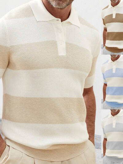 Mens Clothing Summer Fashion Lapel Sweater Short Sleeve Men Clothing Men Wears