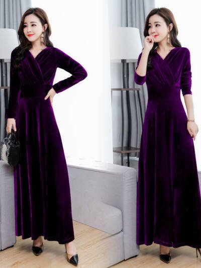 Temperament Long Sleeve Plus Size Dress