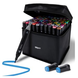 100 Colors Double Tip Brush Pens, Watercolor-Based Markers, Alcohol Markers For Children And Adults, Drawing, Calligraphy