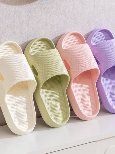 Solid Color Thick Bottom Home Slippers Summer Non-slip Floor Bathroom Slipper Women Men Couples Shoes