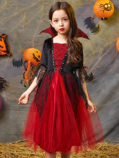 Halloween Children's Gauze Vampire Princess Dress
