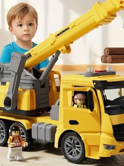 Children's Small Yellow Crane Toy With Light And Sound Perfect Children's Construction Toy Car Children's Holiday Gift Birthday Gift