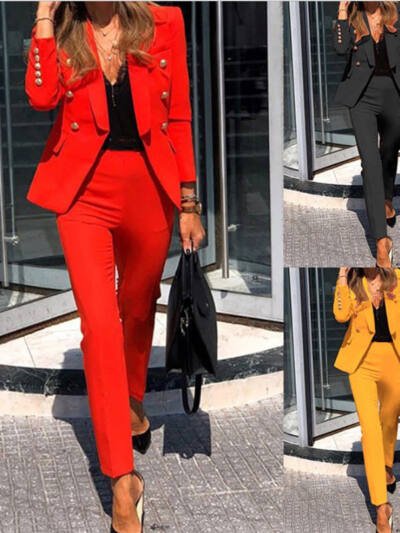 Solid Color Fashion Two-piece Set Suit