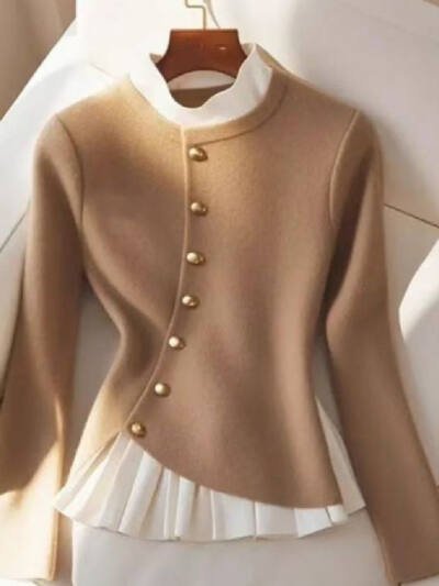 Fashion Temperamental Minority Pleated Skirt Hem Stitching Sweater