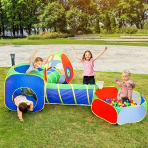 5Pcs Kids Ball Pit Tents Playhouse With 2 Crawl Tunnel & 2 Tent For Boys Girls Toddlers Preschool Children Indoor Outdoor