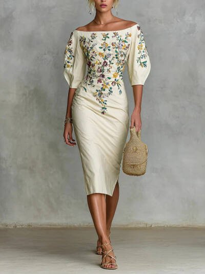 New Off-shoulder Waist Dress For Women
