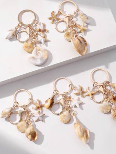 Simulation Shell Conch Starfish Five-pointed Star Pendant Keychain