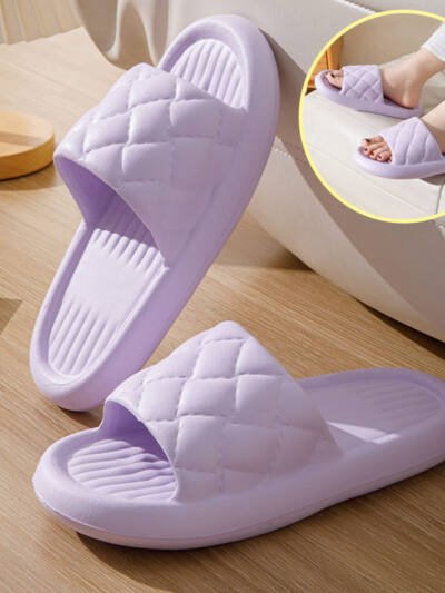 New Rhombus Home Slippers Summer Non-slip Floor Bathroom Slipper Lightweight Simple House Shoes For Women Men