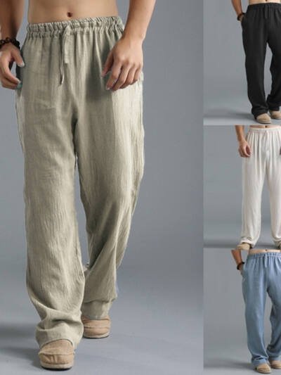 Men's Breathable Linen Loose Casual Sports Pants