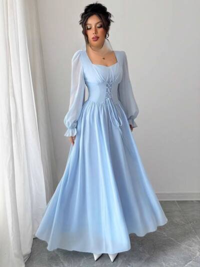 Fashionable Slim-fit Women's Solid Color Dress