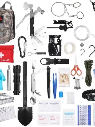 125Pcs Survival Kits Professional Emergency Survival Gear Tactical First Aid Kit Supplies For Outdoor Adventure Camping Hiking Hunting
