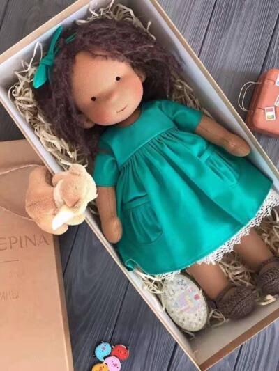 Handmade Plush Doll Golden Curly Girl Finished Product