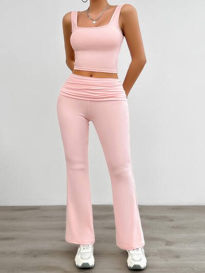 Women's Fashion Casual Solid Color Vest Body-hugging Suit