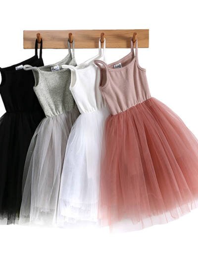 Girls' Rib Mesh Camisole Dress