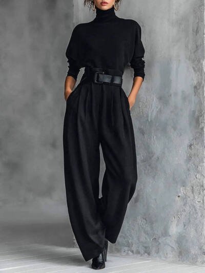 High-grade Ice Silk American High Waist Suit Pants