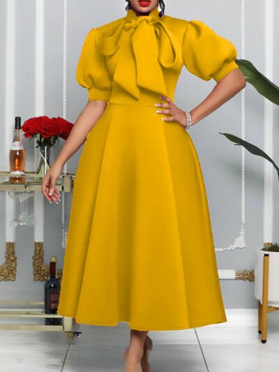 Fashion Temperament Plus Size Bow Banquet Evening Dress European And American Style Dress