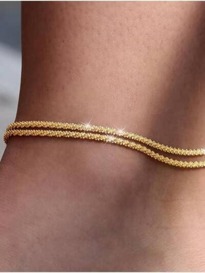 Fashion Multi-layer Waterproof Women's Adjustable Ankle Bracelet Gold And Silver Optional
