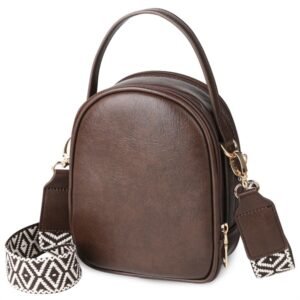 Small Crossbody Bag For Women With Handle And Adjustable Strap, Cell Phone Purse Cross Body With 2 Zipper Pockets-Coffee