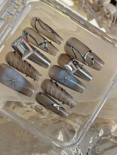 Handmade Long Mechanical Awn Star  Diamond Manicure