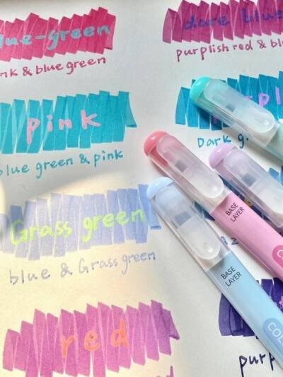 Color-over-color Dual-tip Highlighters, Student-grade Colored Markers