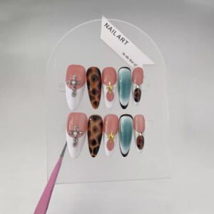 Autumn And Winter Blooming Hand-painted Maillard White Elegant High-end Long Handmade Wear Manicure