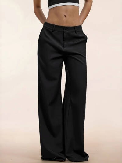 Cross-border Versatile Black Suit Casual Wide-leg Sickle Pants
