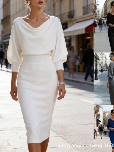 Womens Solid-Color Body-Con Plus-Size Dress With A Sophisticated Look