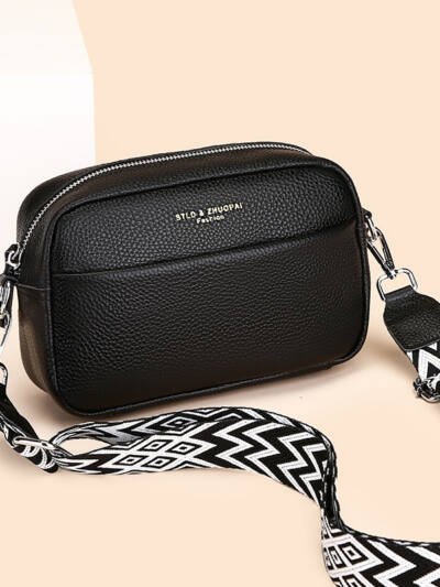 Fashion Simple Shoulder Messenger Bag Top Layer Cowhide Small Square Bag