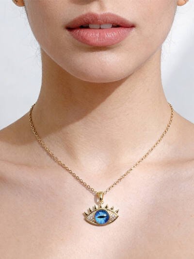 Evil Eye Hamsa Hand Necklace For Women, Protection Amulet Pendant With Titanium Steel
