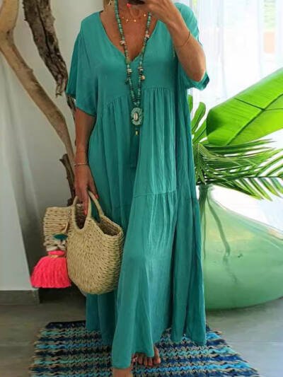 Irregular Multi-color Plus Size Large Swing Dress