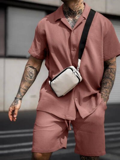 Men's Casual And Comfortable Polo Short-sleeved Shorts Suit