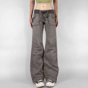 Pocket Contrast Color Thread Waist Head Made Old Low Waist Straight Jeans