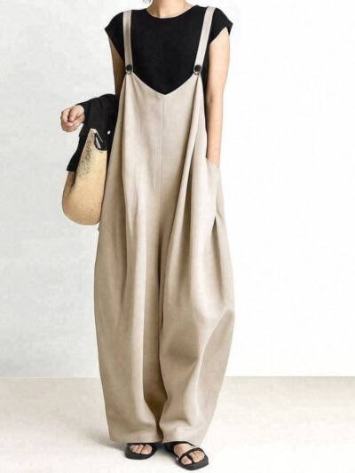 Japanese-style Rakuten Lazy Wide-leg Solid Color Overalls