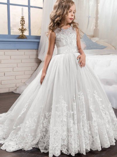 Girls' Color Matching Bridal Bouquet Dress