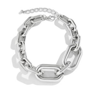 Necklaces For Women, Silver Chain Necklace Chunky,Necklace Link Chain Choker Vintage Heavy Metal Thick Chain