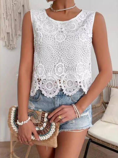 Short Solid Color Lace Casual Bottoming Shirt